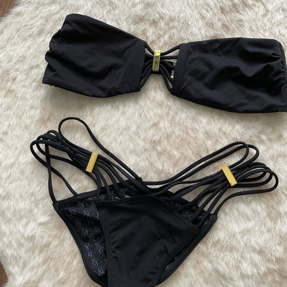 Victoria's Secret Black Bikini with Gold Accents